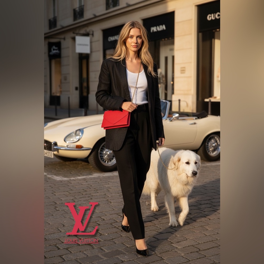 Louis Vuitton Red ART DECO Epi Leather Clutch with Gold Chain SO PRETTY ❤️ - Picture 2 of 14